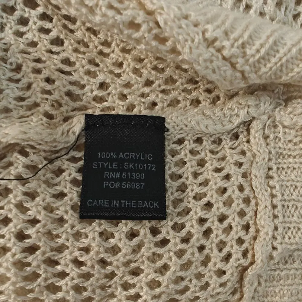 Q 1982 Cream Open Knit Dolman Sleeve Sweater Size Large - Picture 6 of 7